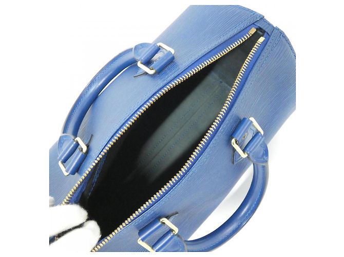 Borsa Boston Epi Speedy in pelle Louis Vuitton Blu - vista 6