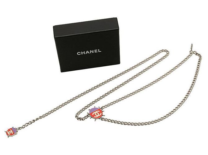 Timeless Cinturón de metal Tentoumushi con el logo Coco de Chanel Plata Roja Púrpura - vista 5