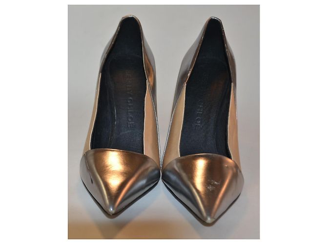Décolleté See by Chloé in pelle argento beige taglia 38 - vista 2