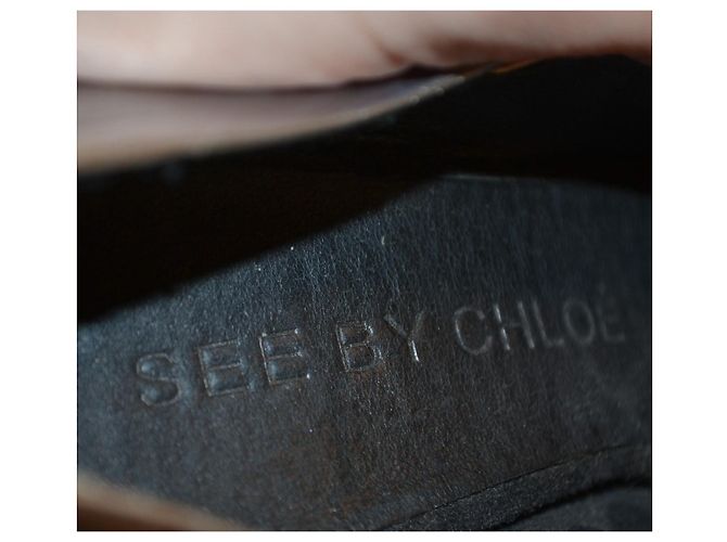 Décolleté See by Chloé in pelle argento beige taglia 38 - vista 6