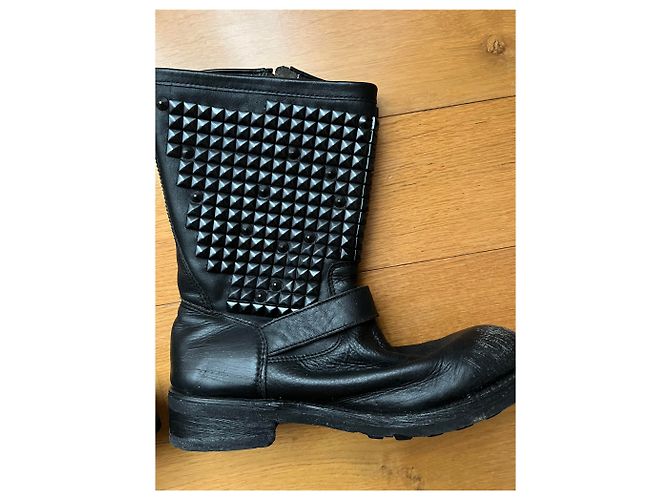Stivali Ash in pelle nera stile biker - vista 2