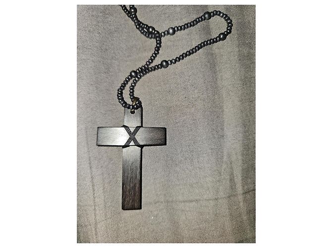 Collana Gucci in legno di ebano con croce Nero - vista 5