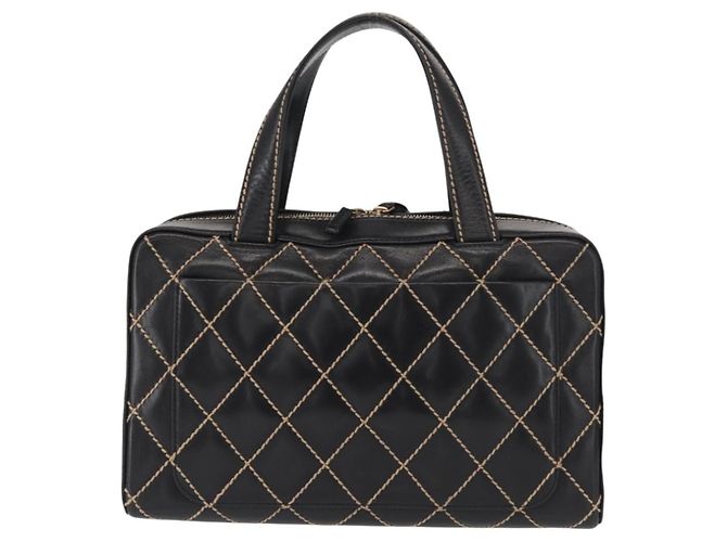 Chanel Surpique Boston Quilted Leather Large Negro - vista 2