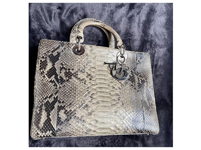 Lady Dior Grand Model Python Vintage 2010 Grey - view 10
