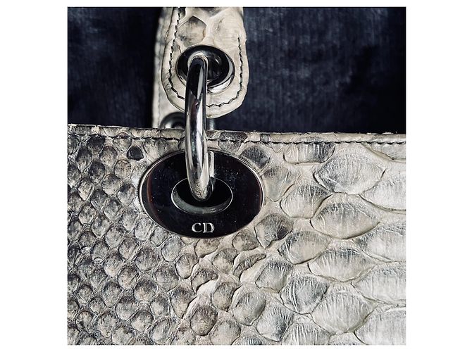 Lady Dior Grand Model Python Vintage 2010 Grey - view 12