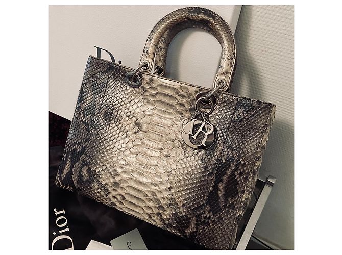 Lady Dior Grand Model Python Vintage 2010 Grey - view 2
