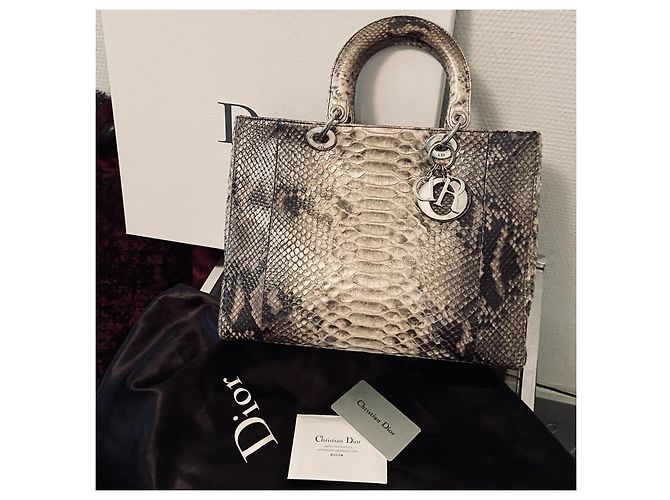Lady Dior Grand Model Python Vintage 2010 Grey - view 3
