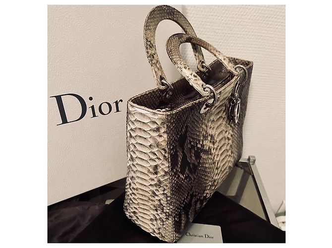 Lady Dior Grand Model Python Vintage 2010 Grey - view 6