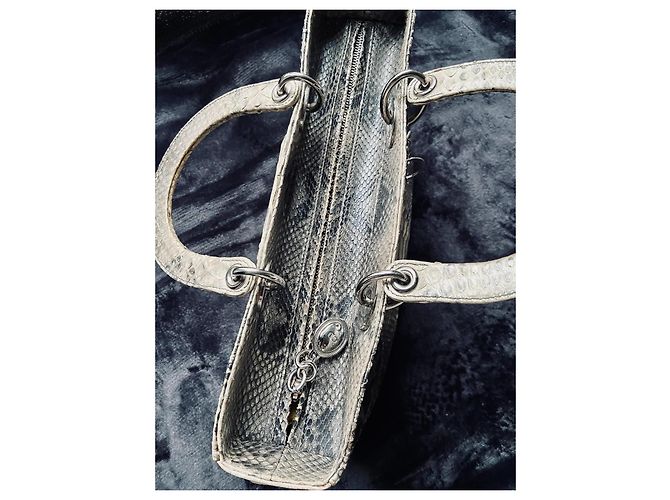 Lady Dior Grand Model Python Vintage 2010 Grey - view 8