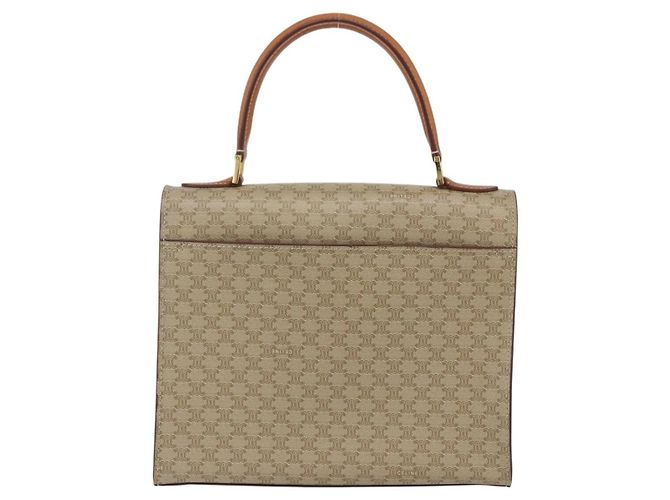 Céline Sac à main vintage Macadam en toile et cuir Celine Beige - vue 2
