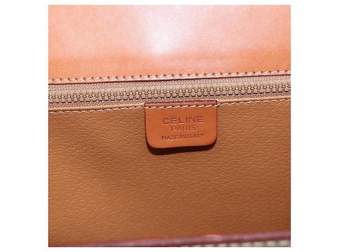 Céline Sac à main vintage Macadam en toile et cuir Celine Beige - vue 6