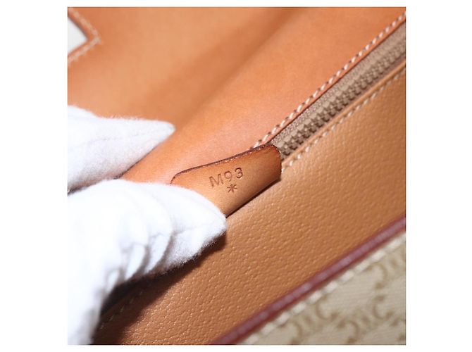 Céline Sac à main vintage Macadam en toile et cuir Celine Beige - vue 7