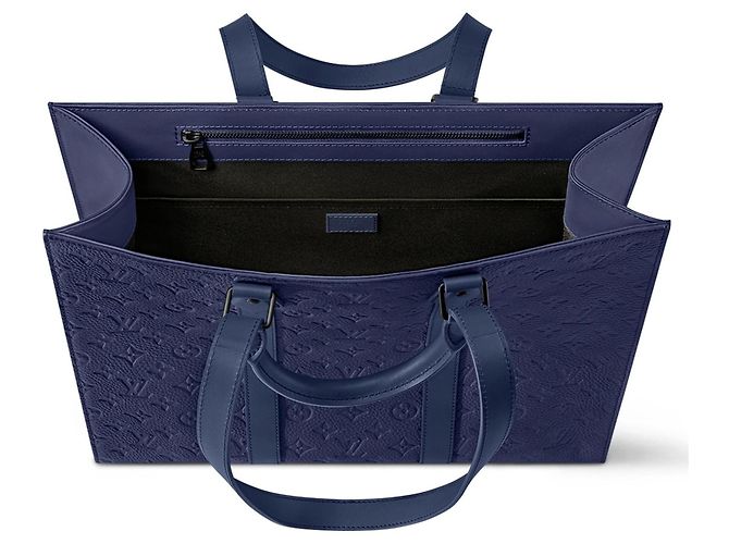 Louis Vuitton Sac Plat 24H Blu Pelle Taurillon Monogram - vista 2