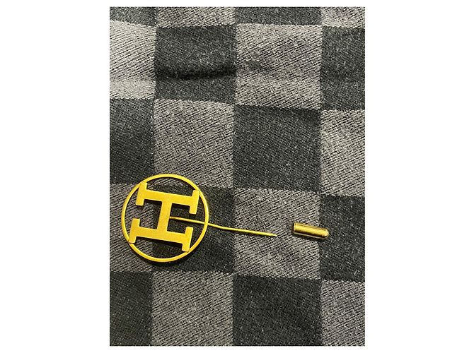 Spilla Hermès H rotonda dorata D'oro - vista 4