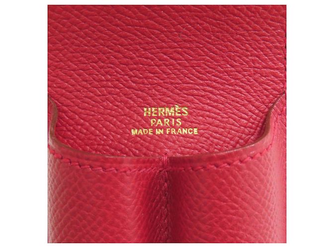Astuccio per penna in pelle Courchevel Hermès in rosso - vista 5