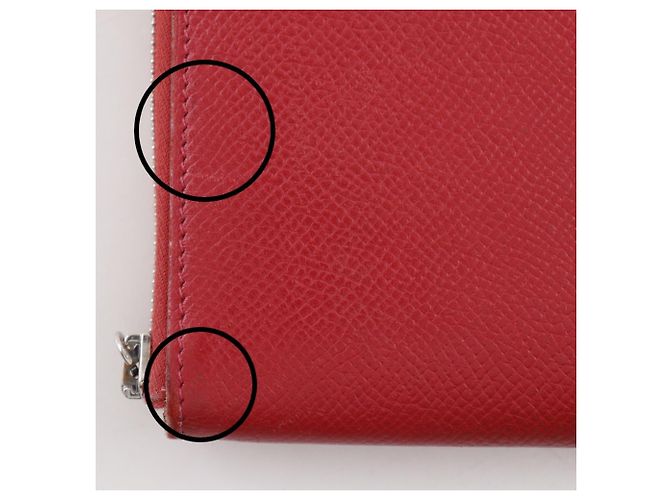 Azap Hermès Langer Geldbeutel aus Epsom-Leder, Rot - Ansicht 12