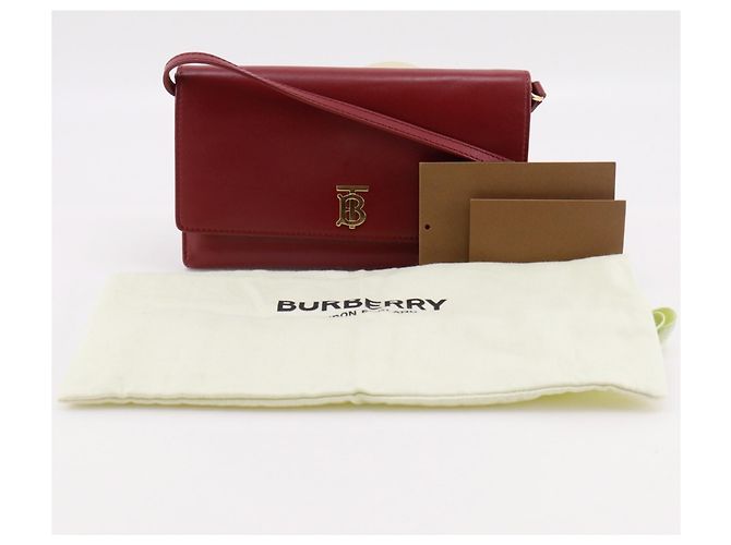Borsa a spalla in pelle rossa Burberry Rosso - vista 19