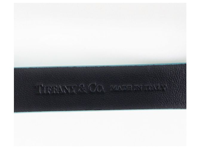Tiffany & Co Portachiavi in pelle e metallo blu Tiffany Argento - vista 10