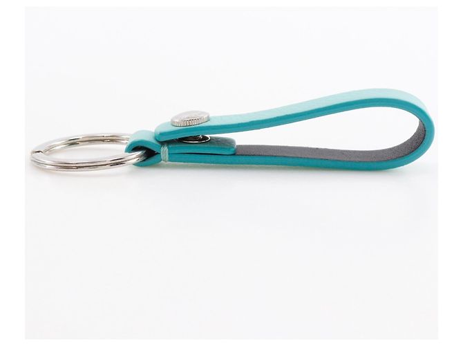 Tiffany & Co Portachiavi in pelle e metallo blu Tiffany Argento - vista 3