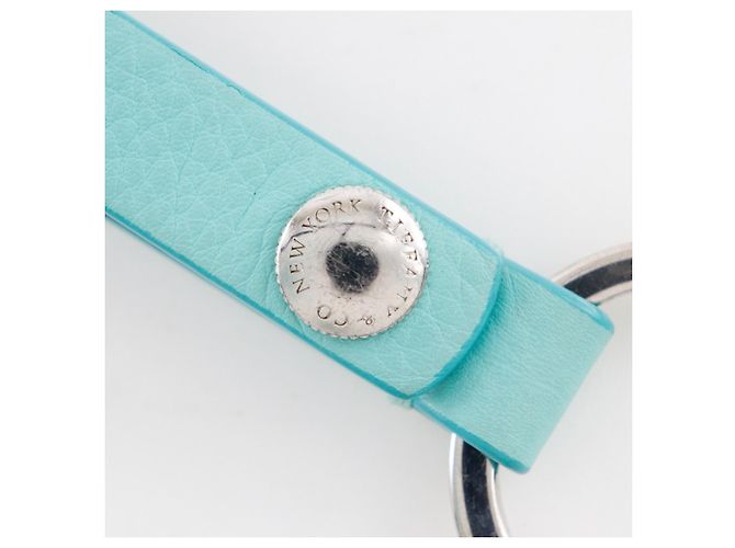Tiffany & Co Portachiavi in pelle e metallo blu Tiffany Argento - vista 8