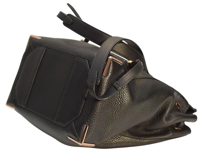 Alexander Wang Prisma Skeletal Black Pebbled Leather Backpack Rose Gold Hardware - view 10