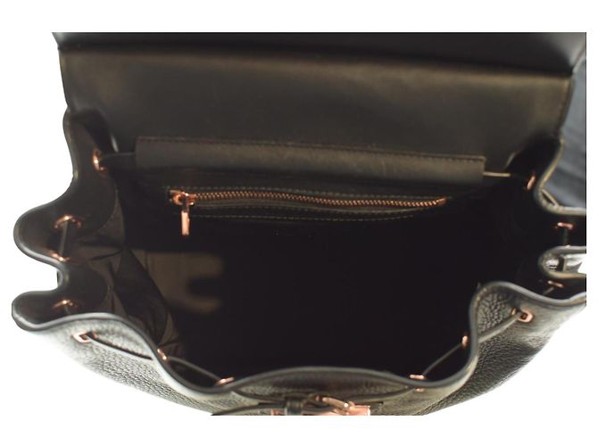 Alexander Wang Prisma Skeletal Black Pebbled Leather Backpack Rose Gold Hardware - view 11