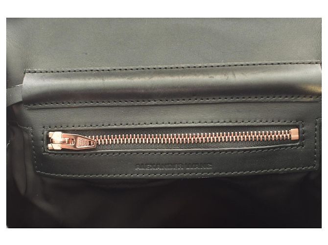Alexander Wang Prisma Skeletal Black Pebbled Leather Backpack Rose Gold Hardware - view 12