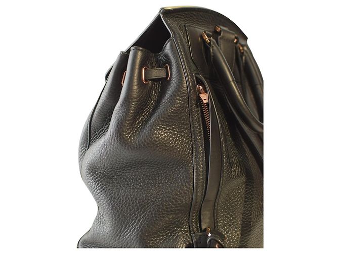 Alexander Wang Prisma Skeletal Black Pebbled Leather Backpack Rose Gold Hardware - view 16