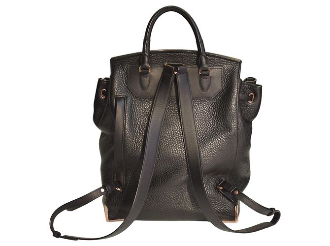 Alexander Wang Prisma Skeletal Black Pebbled Leather Backpack Rose Gold Hardware - view 2