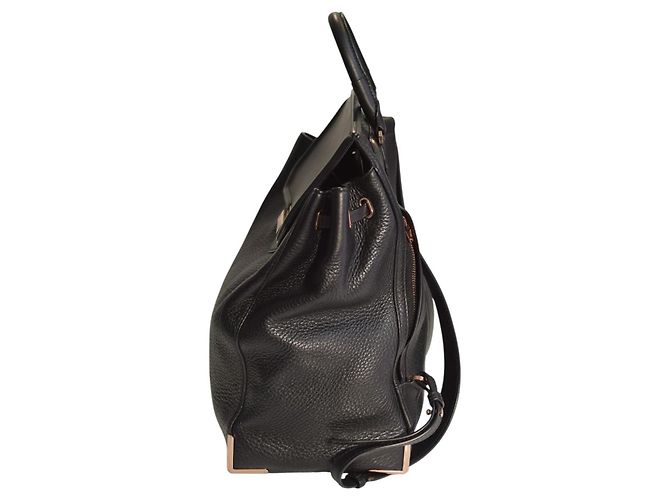 Alexander Wang Prisma Skeletal Black Pebbled Leather Backpack Rose Gold Hardware - view 4