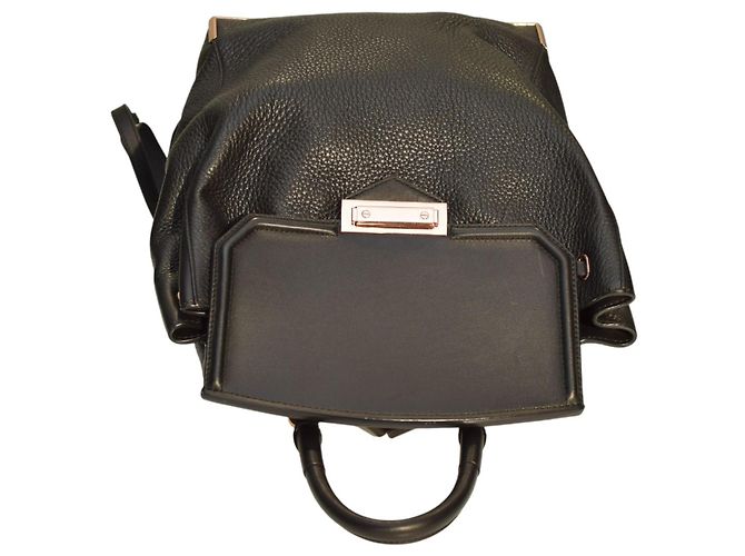 Alexander Wang Prisma Skeletal Black Pebbled Leather Backpack Rose Gold Hardware - view 5