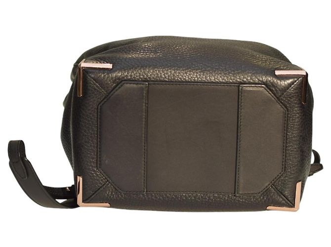 Alexander Wang Prisma Skeletal Black Pebbled Leather Backpack Rose Gold Hardware - view 6