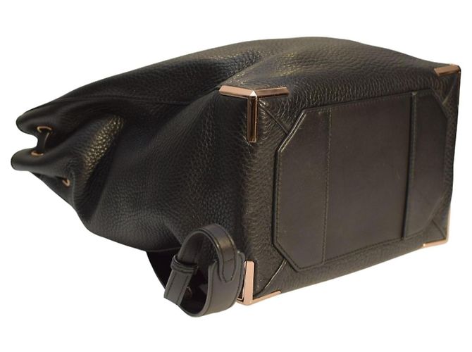 Alexander Wang Prisma Skeletal Black Pebbled Leather Backpack Rose Gold Hardware - view 7