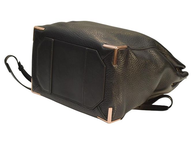 Alexander Wang Prisma Skeletal Black Pebbled Leather Backpack Rose Gold Hardware - view 8