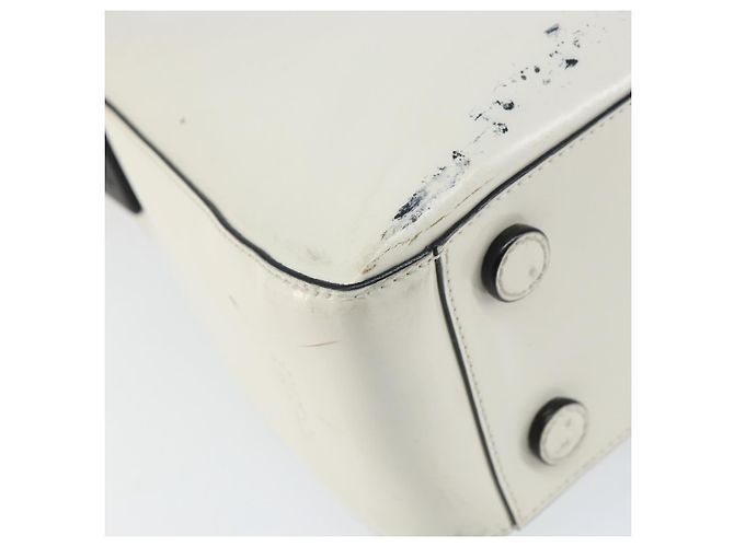 Borsa a spalla PRADA in pelle verniciata bianca argento Auth 162846 Bianco - vista 11