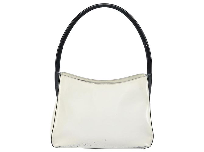 Borsa a spalla PRADA in pelle verniciata bianca argento Auth 162846 Bianco - vista 2