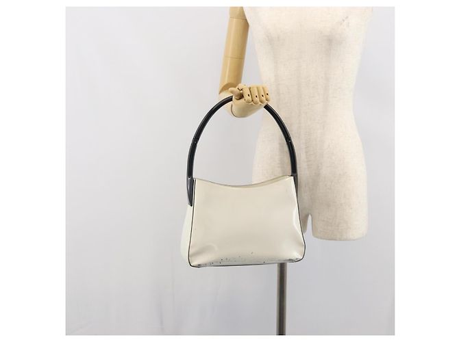 Borsa a spalla PRADA in pelle verniciata bianca argento Auth 162846 Bianco - vista 25