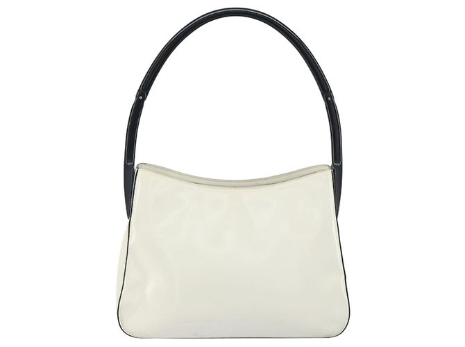 Borsa a spalla PRADA in pelle verniciata bianca argento Auth 162846 Bianco - vista 3