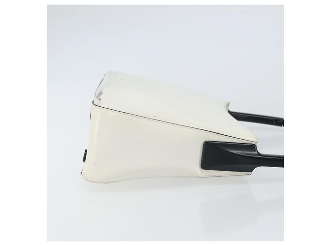Borsa a spalla PRADA in pelle verniciata bianca argento Auth 162846 Bianco - vista 4
