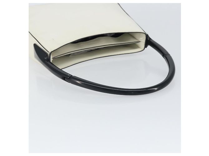 Borsa a spalla PRADA in pelle verniciata bianca argento Auth 162846 Bianco - vista 7
