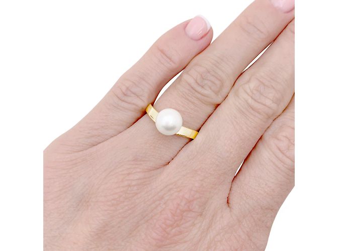 Anello vintage Dinh Van, oro giallo, perla Akoya. - vista 6