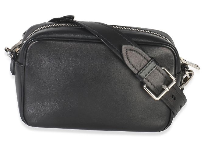 Borsa a tracolla Prada in pelle di vitello nera e rosa con logo Banana Nero - vista 2