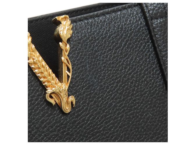 Versace Logo Tote Bag aus Kalbsleder Schwarz - Ansicht 11
