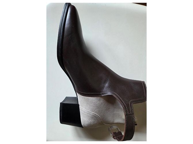 Stivaletti Tod's in pelle marrone e camoscio beige Marrone scuro - vista 2