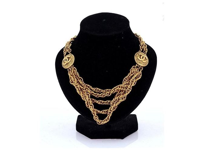 Collana sautoir vintage Chanel multi-strato modello raro D'oro - vista 2