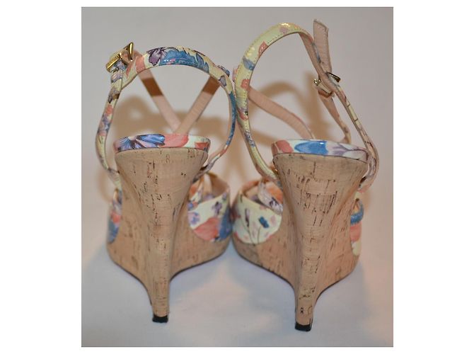 Sandali con zeppa Luciano Padovan in pelle floreali Multicolore - vista 3