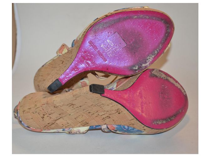 Sandali con zeppa Luciano Padovan in pelle floreali Multicolore - vista 4