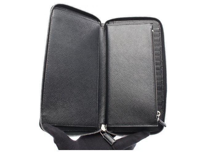 Prada Saffiano Leder Langbörse Schwarz - Ansicht 4