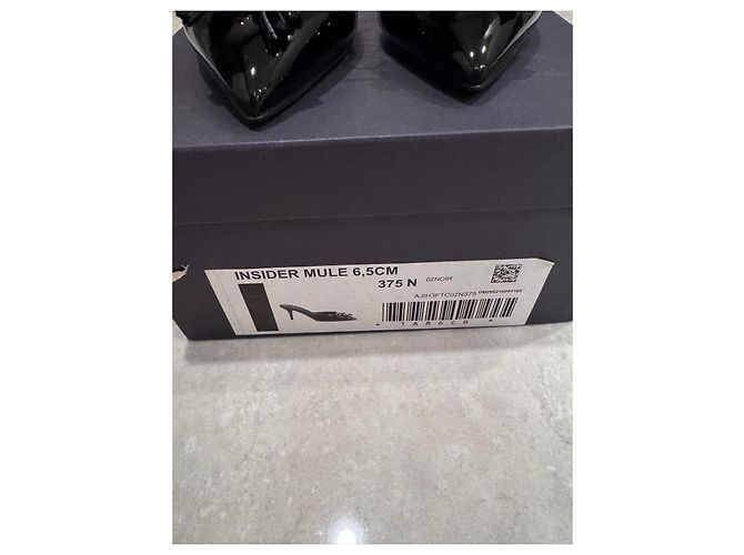 Louis Vuitton Insider Mule Pumps Black Patent Leather with Tassels and LV Logo - view 5