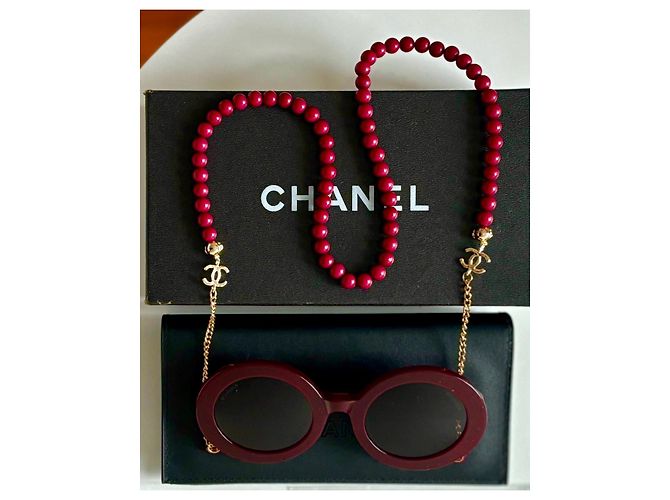Gafas de sol redondas Chanel rojo burdeos-frambuesa 5489 3N Roja - vista 10